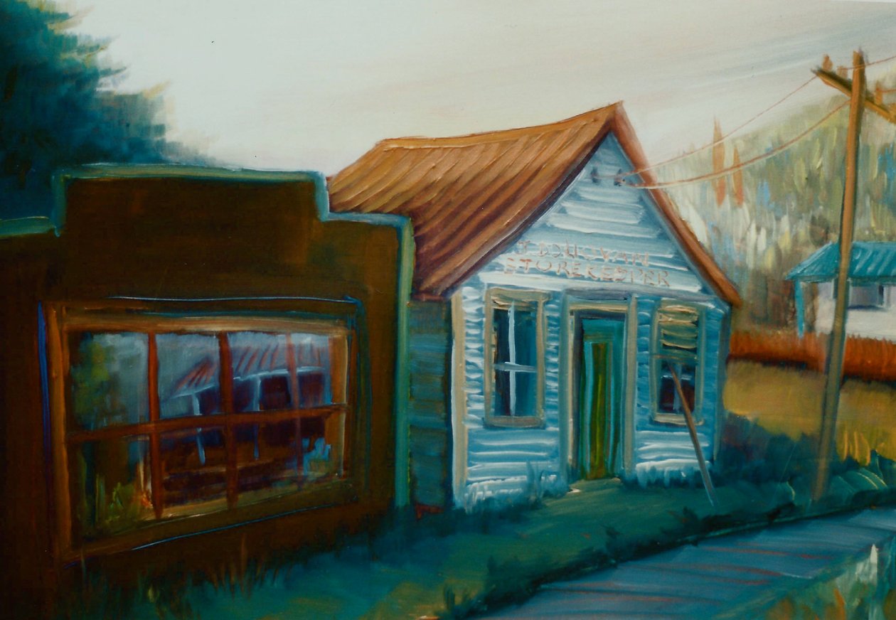 Město duchů, západní pobřeží, NZ, 1998 (olej na papíře) od Lee Campbell