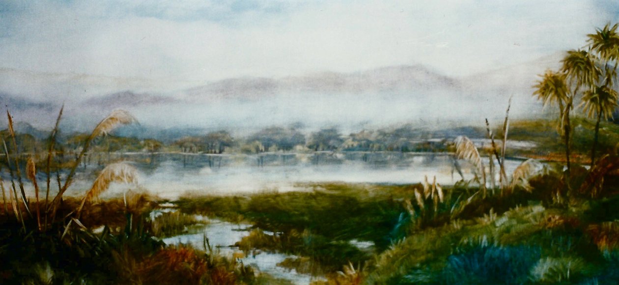 North Island, NZ, 2000, (olej na papíře) od Lee Campbell