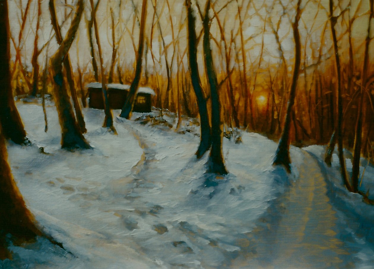 Snowy Woods 2002 Západ slunce od Lee Campbell