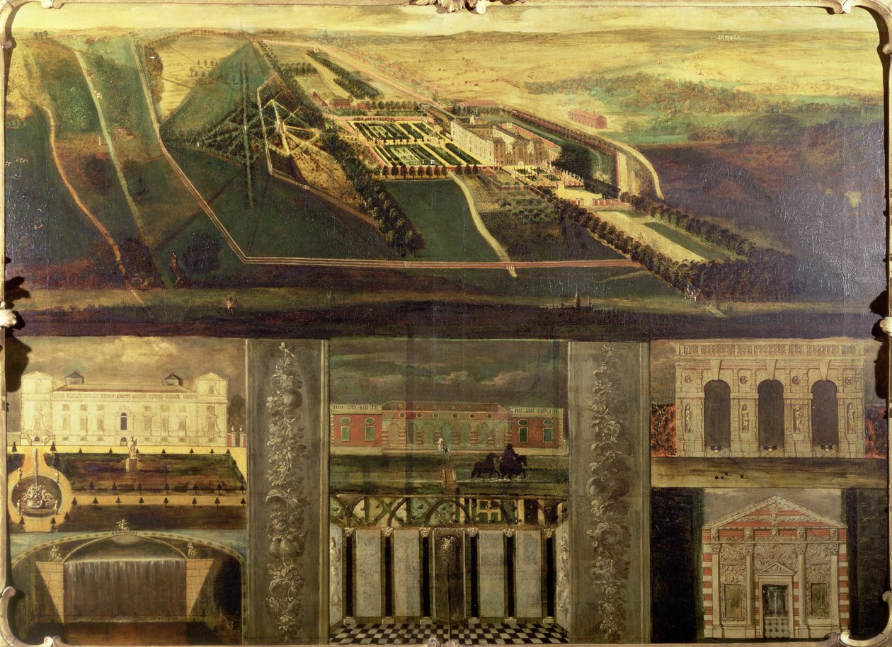 Topografický pohled na Wilton House od Leendert or Leonard Knijff
