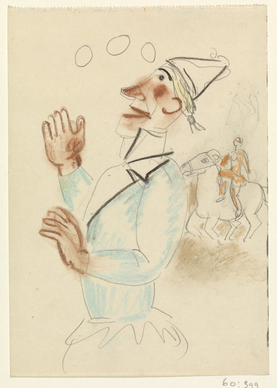 Klaun a jezdec na koni od Leo Gestel