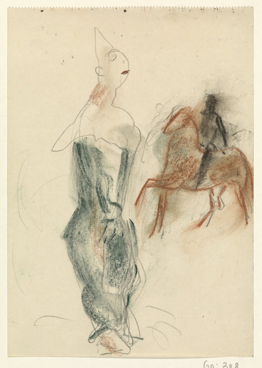 Klaun a jezdec na koni od Leo Gestel