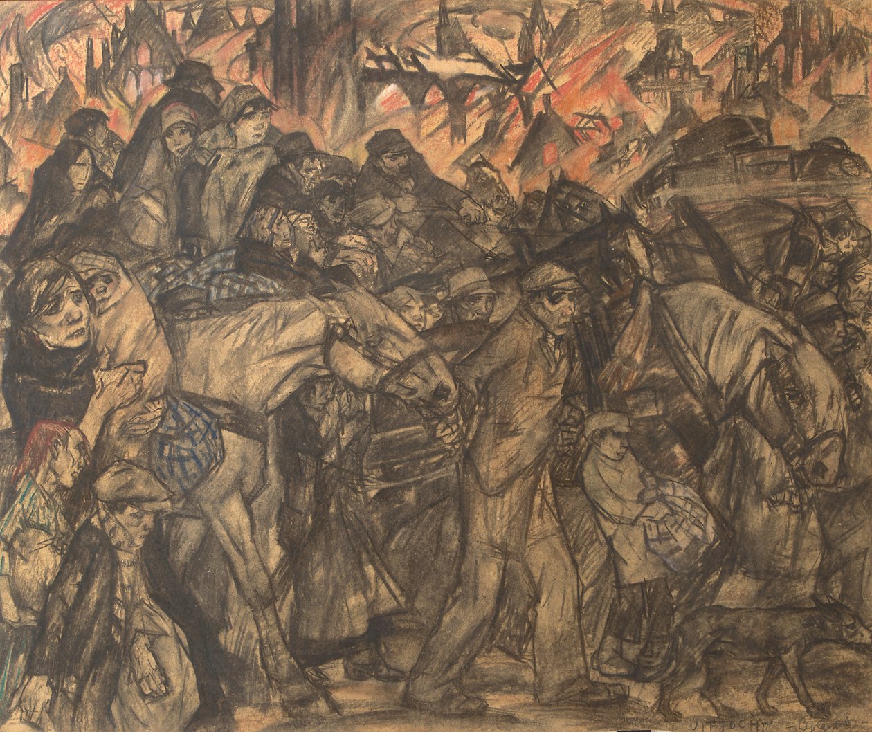 Exodus (křída a pastel na papíře) od Leo Gestel