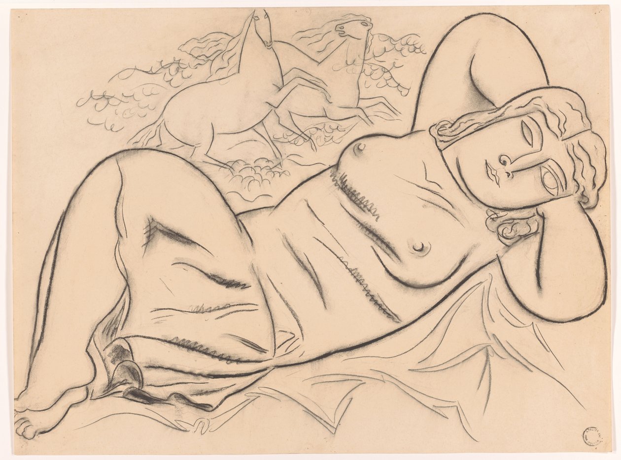 Ležící nahá žena s koňmi od Leo Gestel