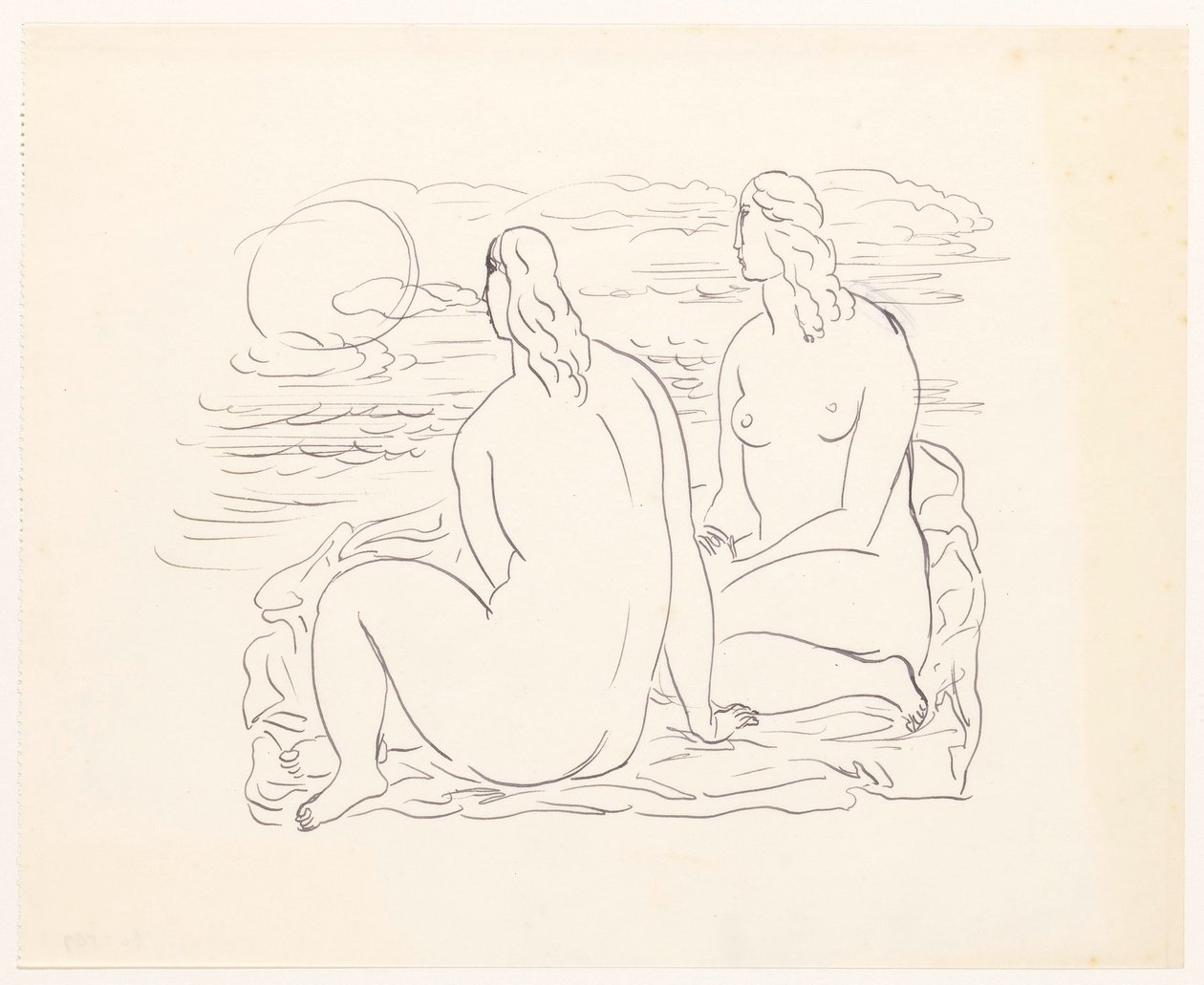 Dvě nahé ženy na pláži od Leo Gestel