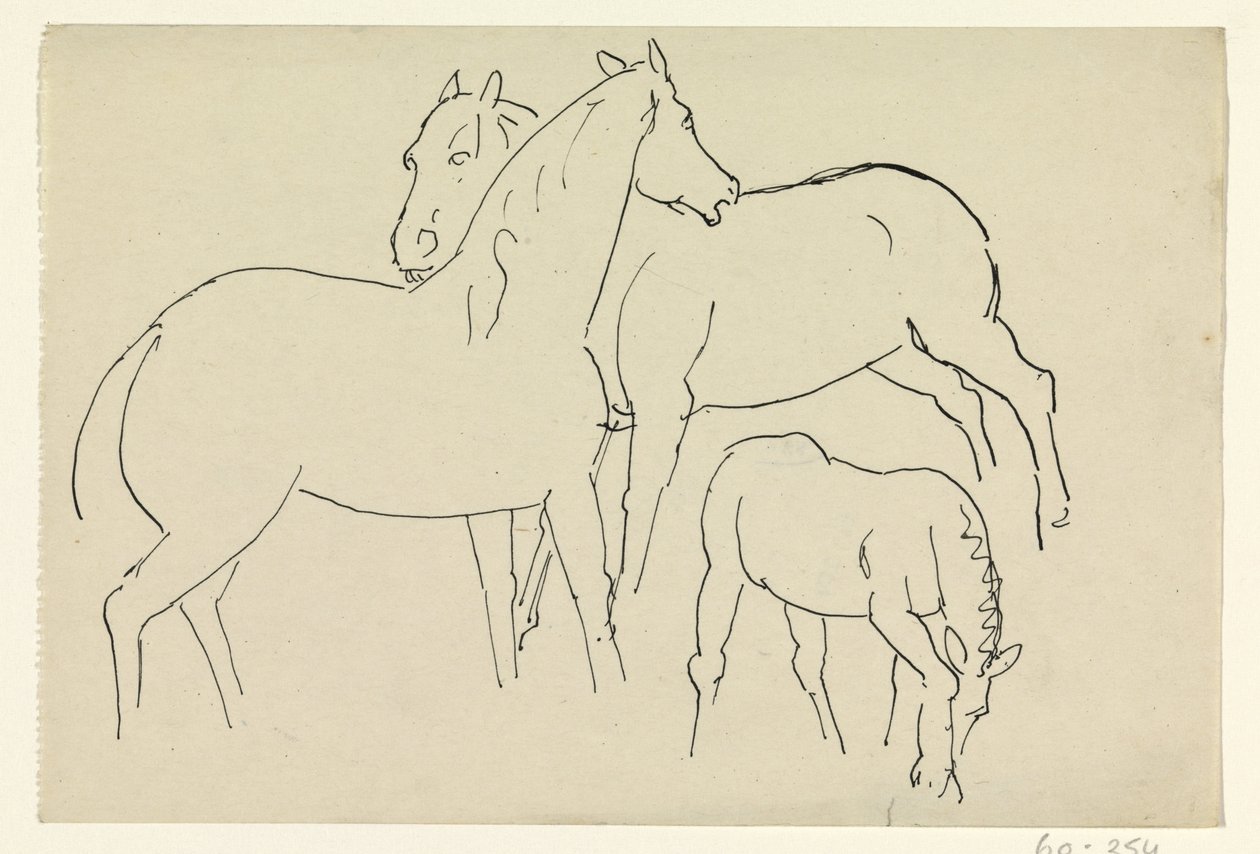 Dva koně a hříbě od Leo Gestel