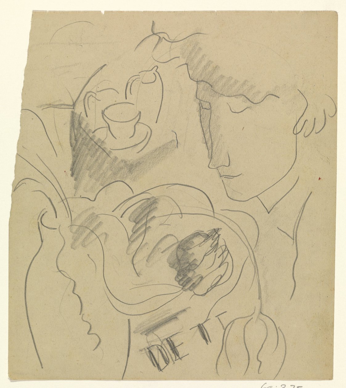Žena cítí květiny ve váze od Leo Gestel