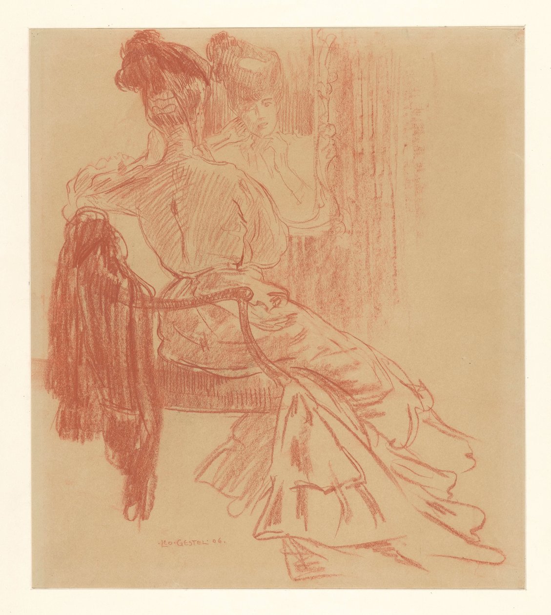 Sedící dáma před zrcadlem od Leo Gestel