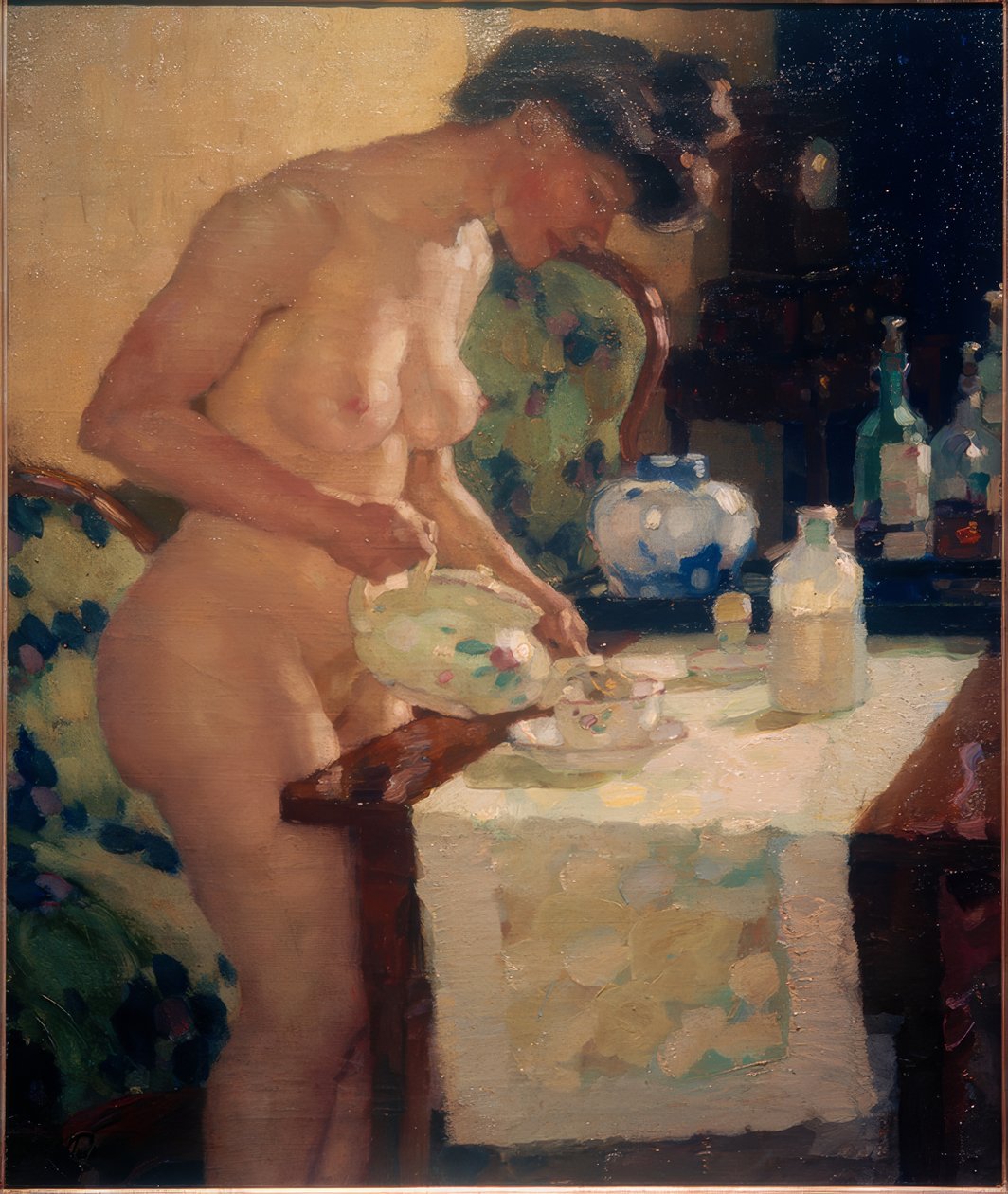 Modelka u čajového stolu od Leo Putz