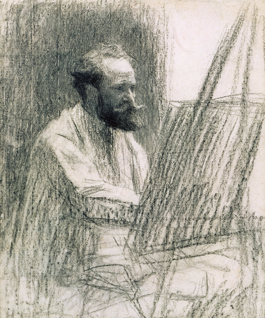 Portrét Edouarda Maneta (1832-83) u jeho stojanu od Leon Augustin Lhermitte