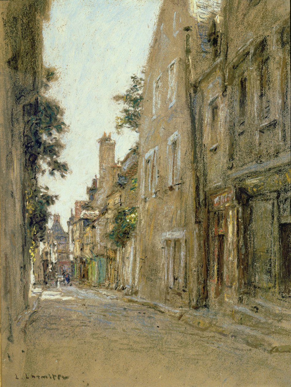 Rue Coursarlon, Bourges, kolem roku 1890 (pastel na lesklém papíře) od Leon Augustin Lhermitte