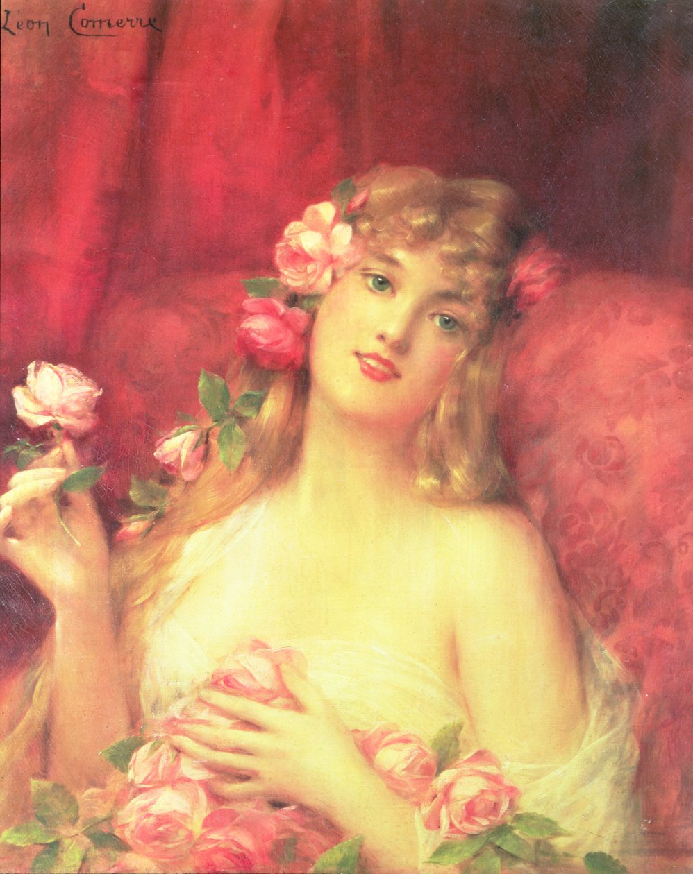 Žena s růží od Leon Francois Comerre
