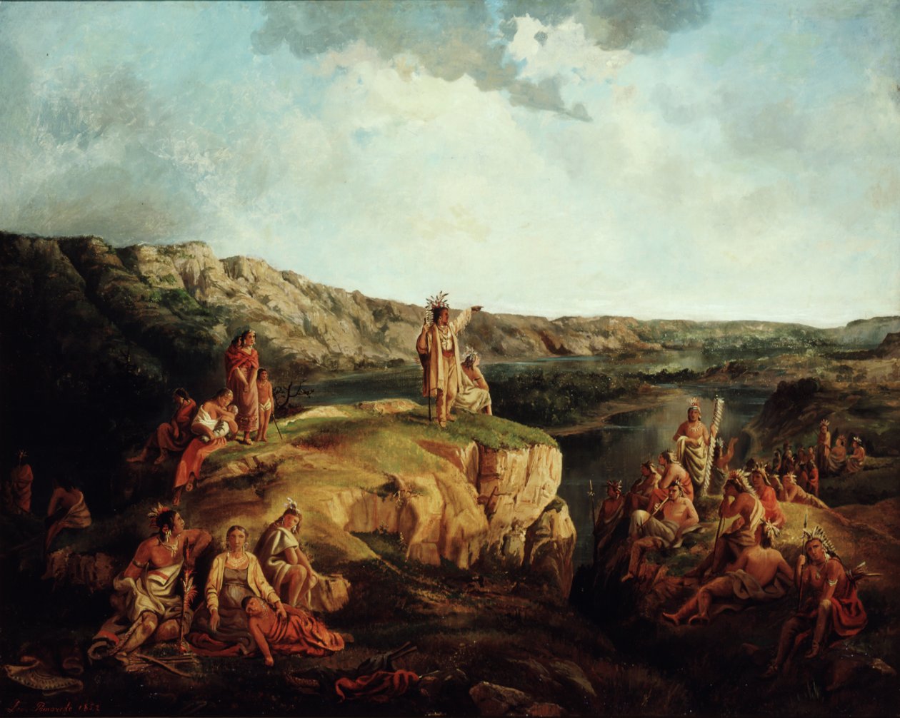 Západní krajina s indiány, 1852 od Leon Pomarede