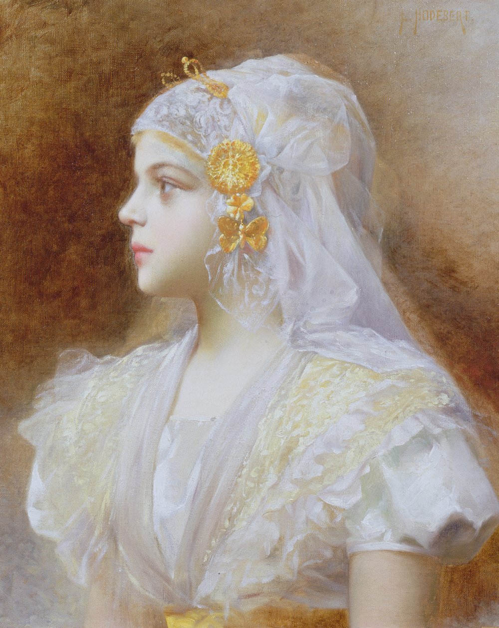 Portrét dívky od Leon Auguste Cesar Hodebert