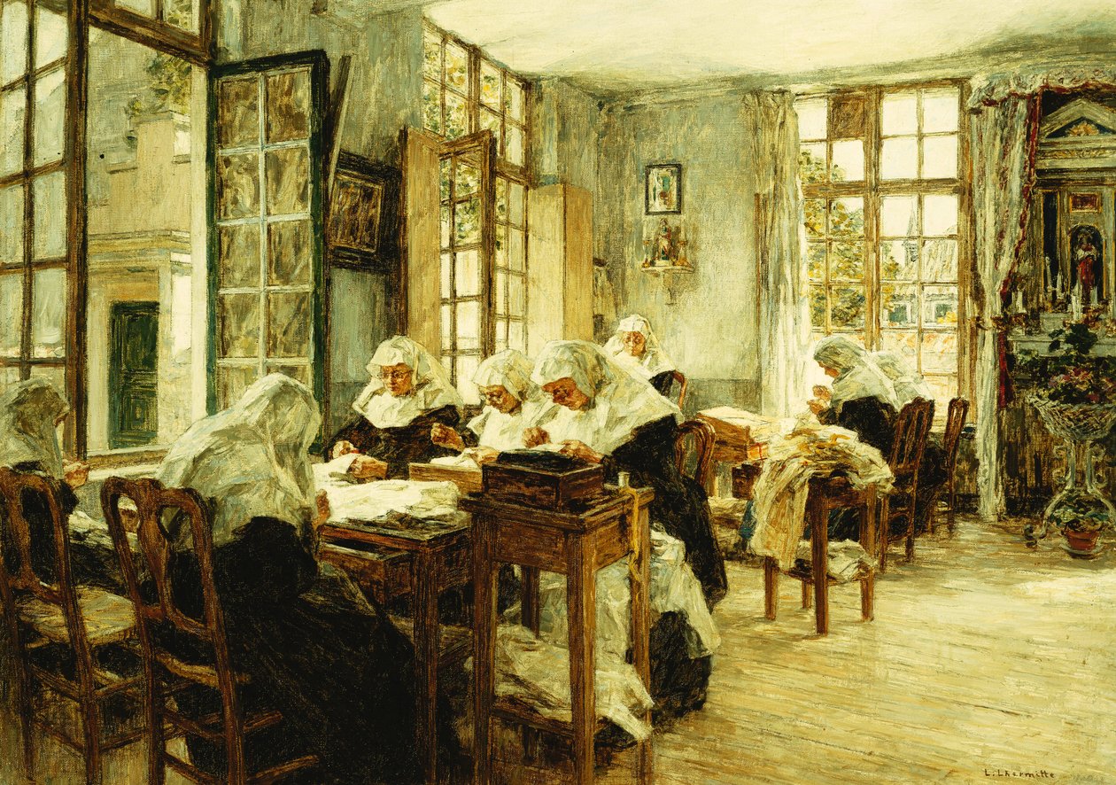 Jeptišky šicí, od Leon Augustin Lhermitte