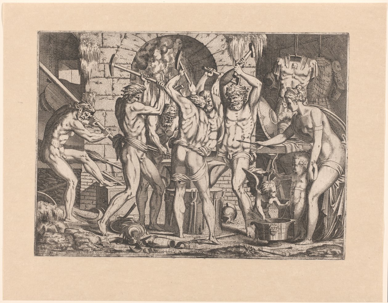 Venuše v de smidse van Vulcanus od Leon Davent