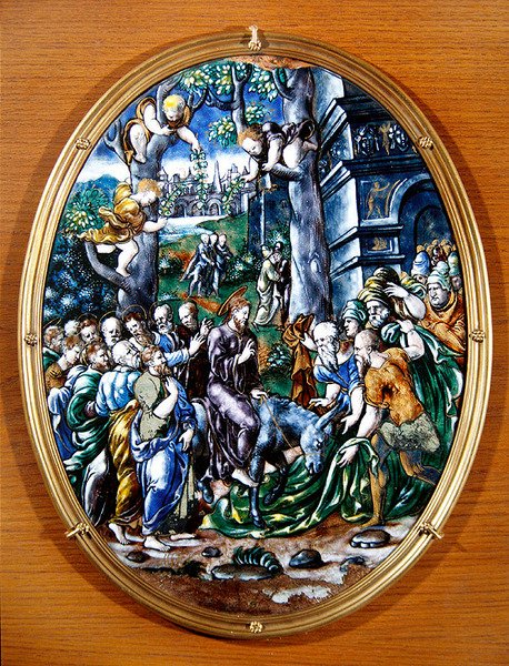 Vjezd Krista do Jeruzaléma, 1557 (malovaný smalt) od Leonard Limosin