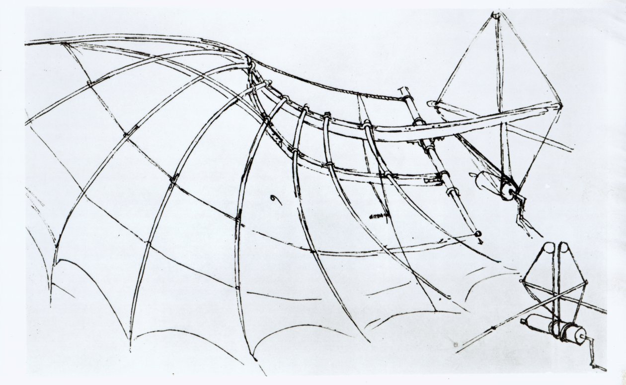 Schéma mechanického křídla, rukopis B, 1488-89 od Leonardo da Vinci