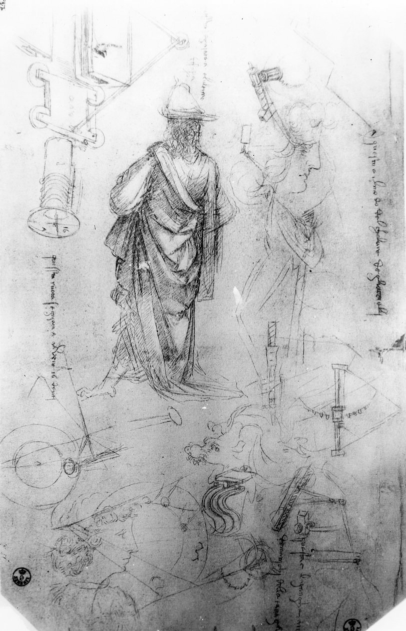 Studie (pero a inkoust na papíře) od Leonardo da Vinci