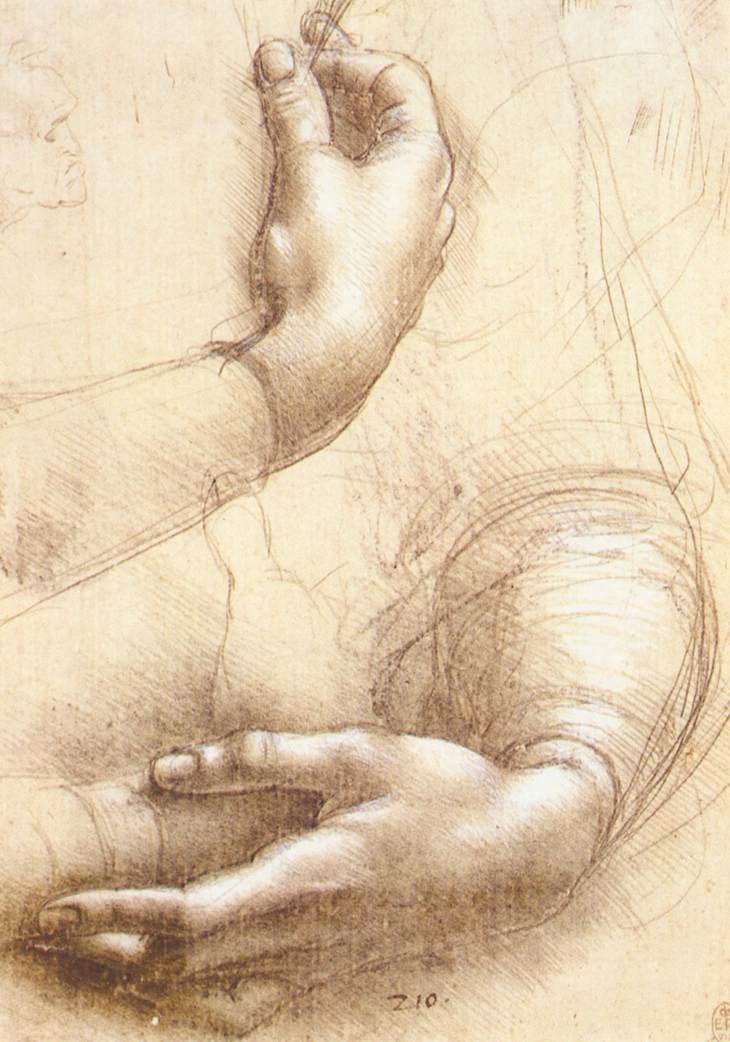Studium rukou od Leonardo da Vinci