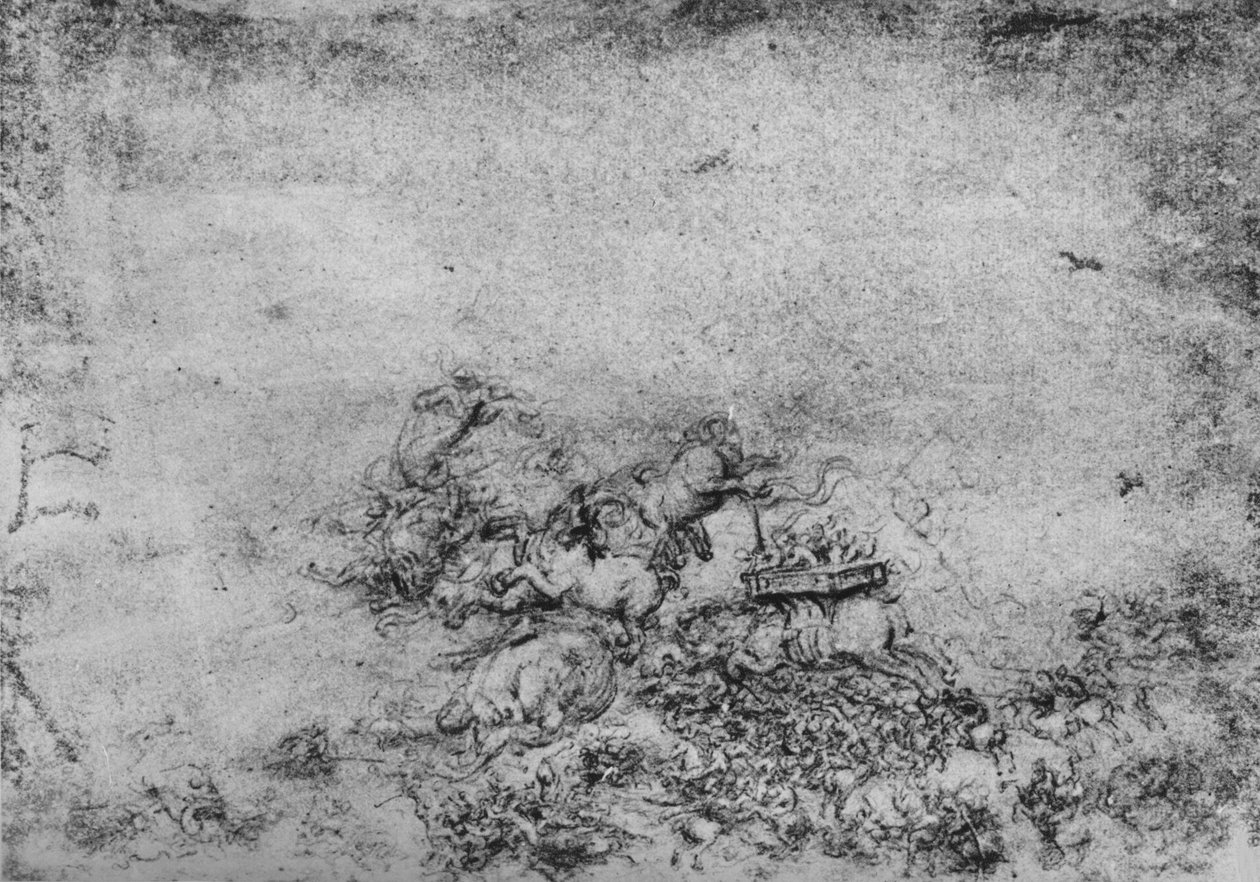 Fantastická bitva, c1480 1945 od Leonardo da Vinci