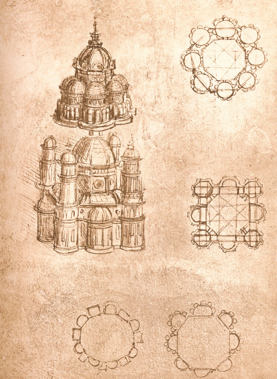 Kresba kostelů, c1472-c1519 1883 od Leonardo da Vinci