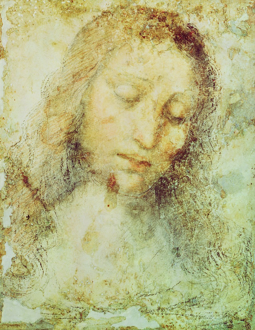 Hlava Krista (tužka a wash) od Leonardo da Vinci
