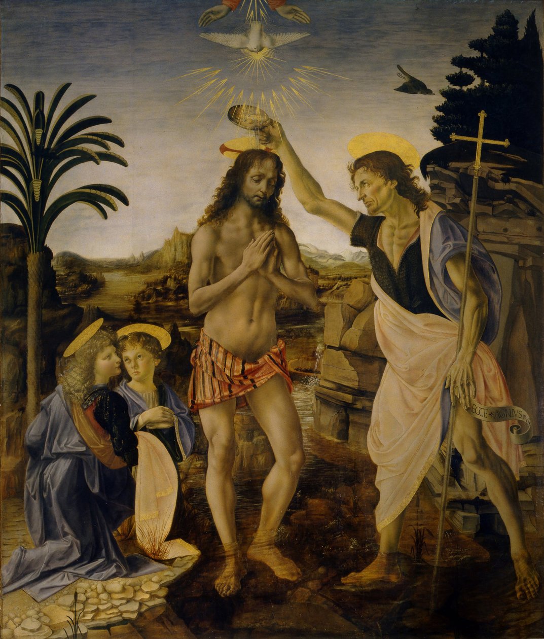 Křest Krista, cca 1470-1475 od Leonardo da Vinci