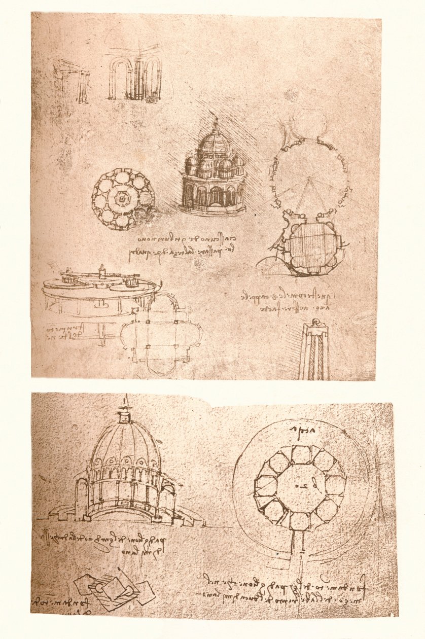 Dva architektonické kresby, c1472-c1519 1883 od Leonardo da Vinci