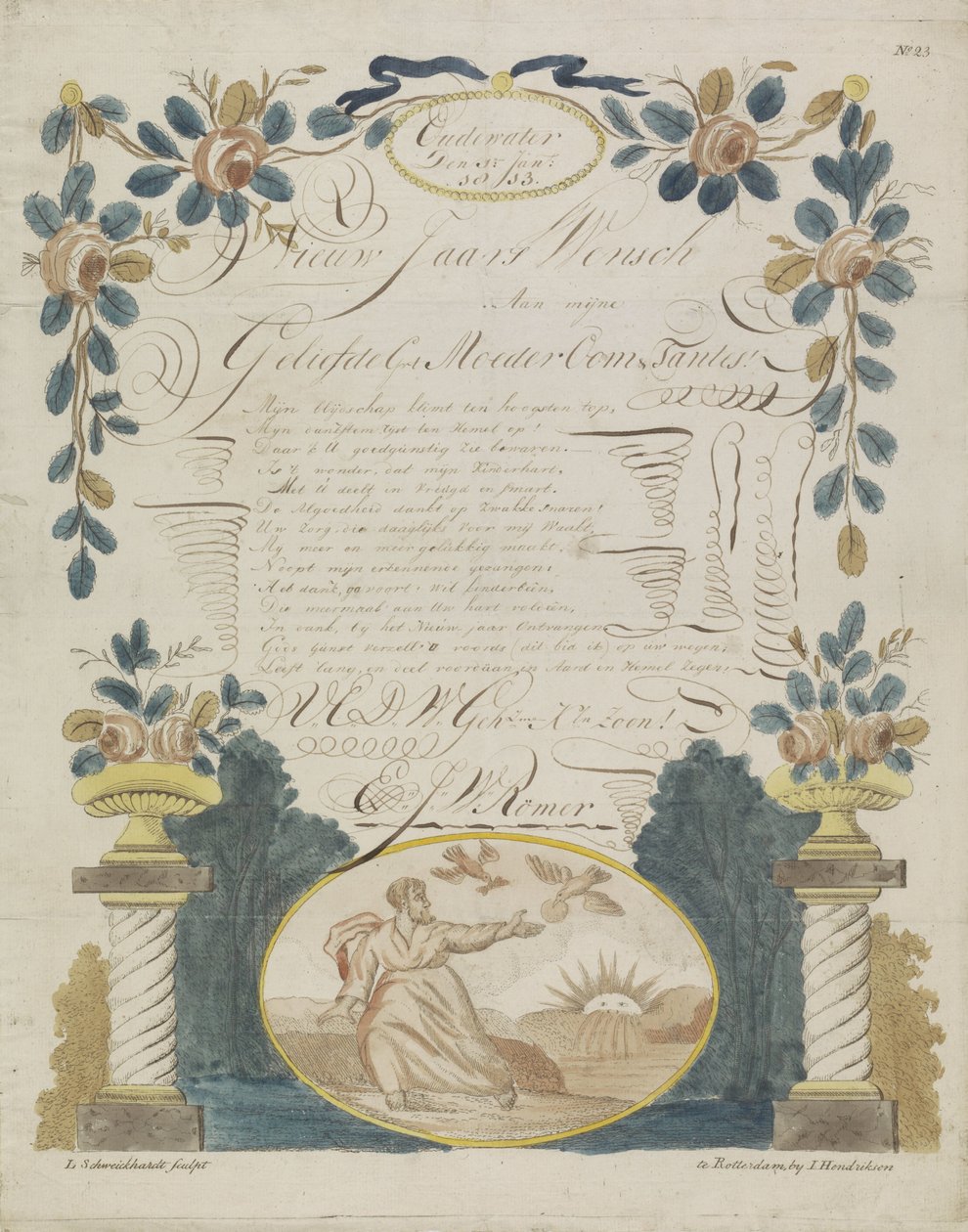 Přání dopis s Eliášem krmeným havrany od Leonardus Schweickhardt