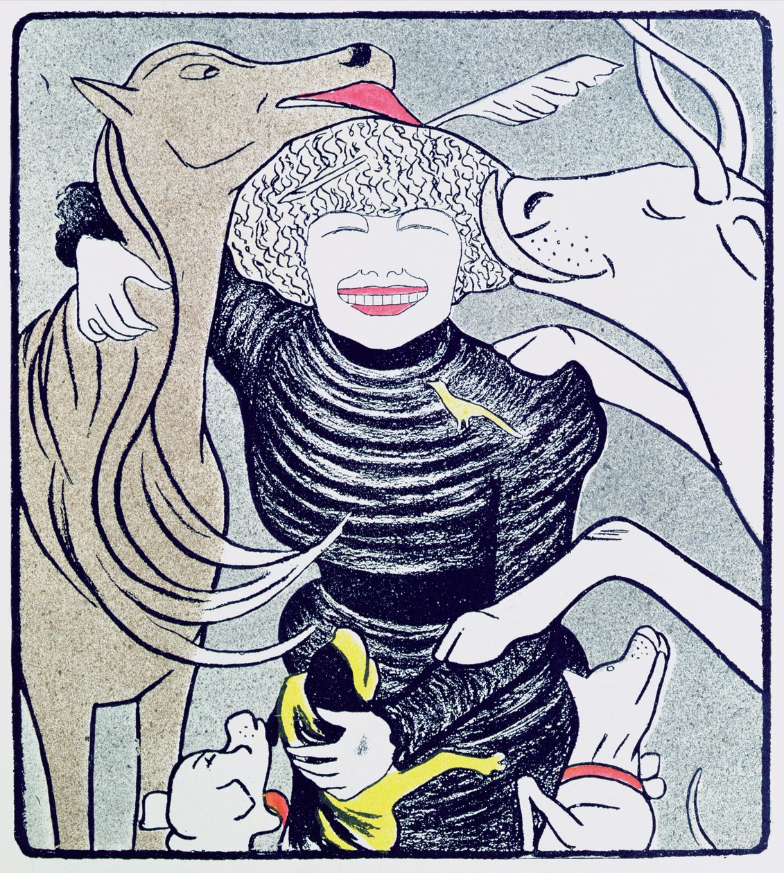 Severine (Caroline Remy) (1855-1929), přítelkyně zvířat, z Le Rire, 8. dubna 1899, znovu publikováno v 70 Dessins de Cappiello, 1905 od Leonetto Cappiello