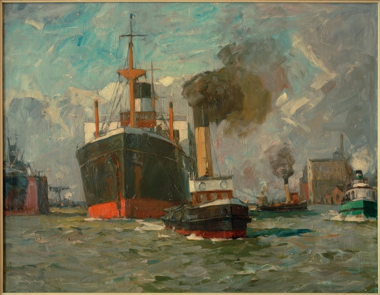 Příchozí parník (Hamburg) od Leonhard Sandrock