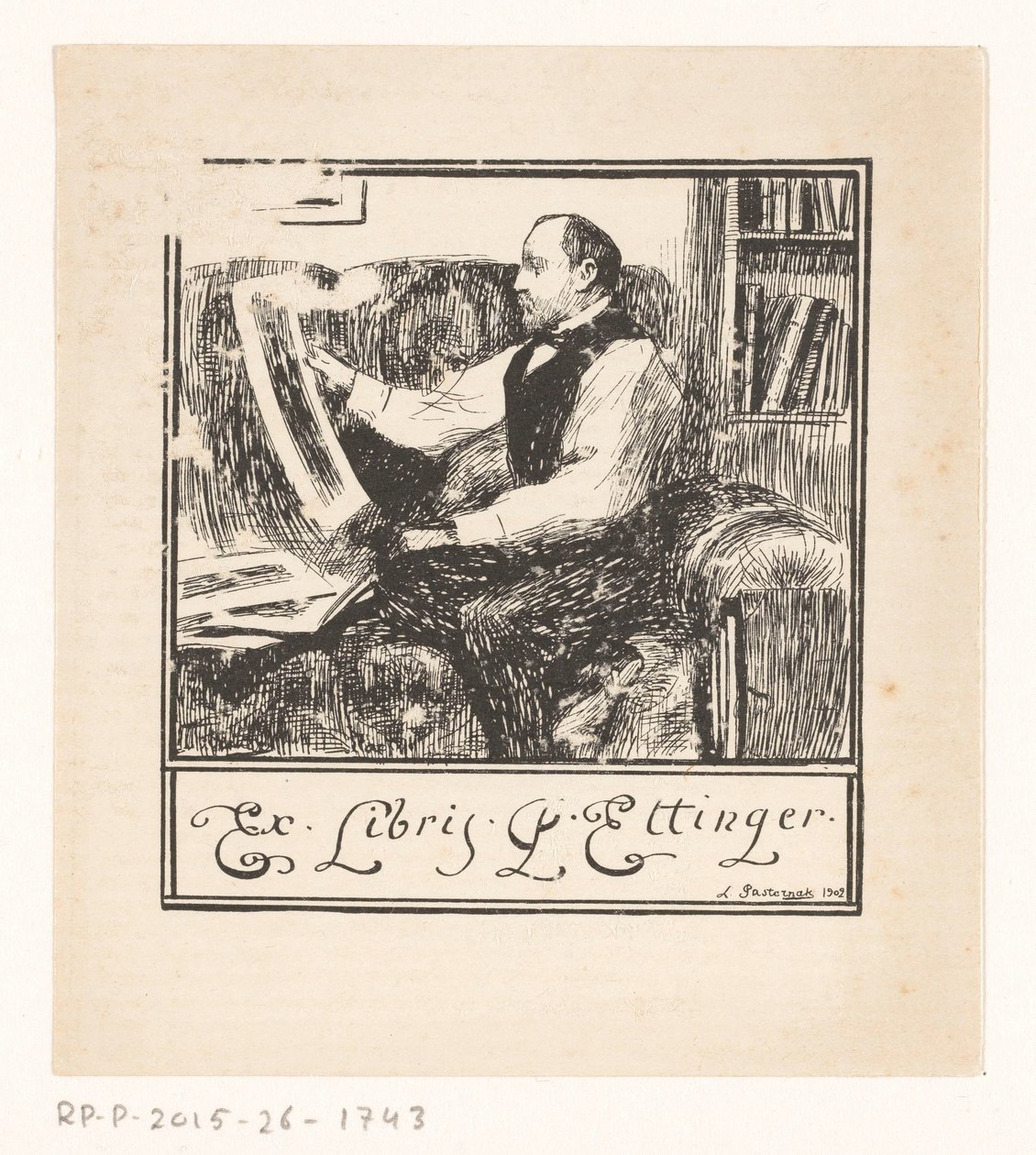 Ex libris van Pawel Ettinger od Leonid Osipovisch Pasternak