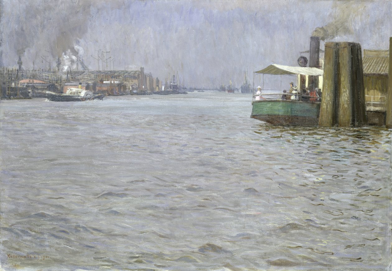 Nedělní atmosféra na Labi, St. Paul Landing Bridge, 1901 (viz také 147984) od Leopold Karl Walter von Kalckreuth