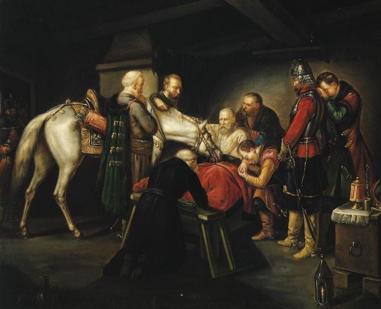 Der Tod des Czarniecki. Smrt Czarnieckiho. Polsky: Smrt Czarnieckiho. od Leopold Loeffler