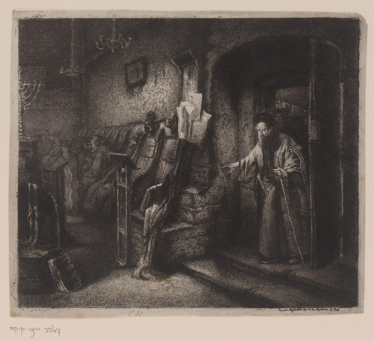 Interiér synagogy s věřícími od Leopold Flameng