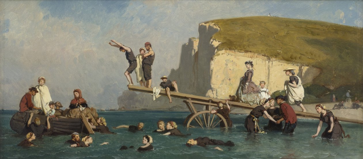 Bathers v Etretat, c. 1858. od Lepoittevin