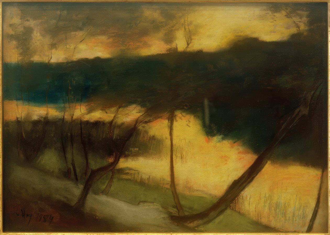 Říční krajina - večerní nálada od Lesser Ury