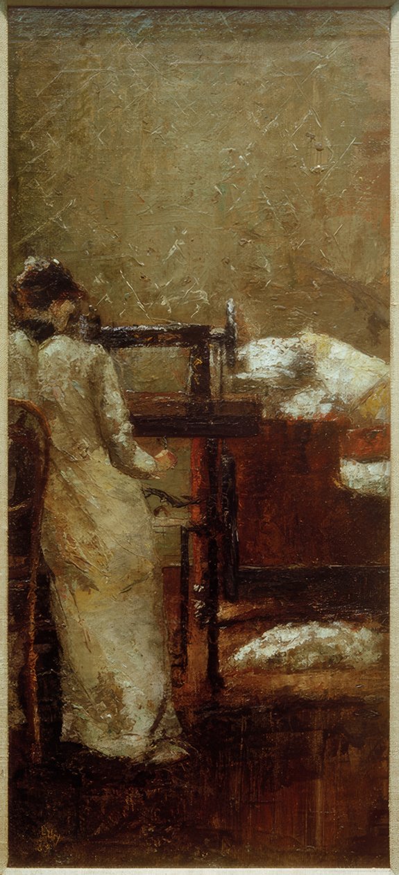 Žena u šicího stroje od Lesser Ury