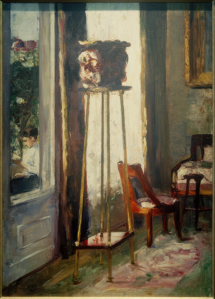 Interiér (interiérová scéna a čtoucí žena) od Lesser Ury