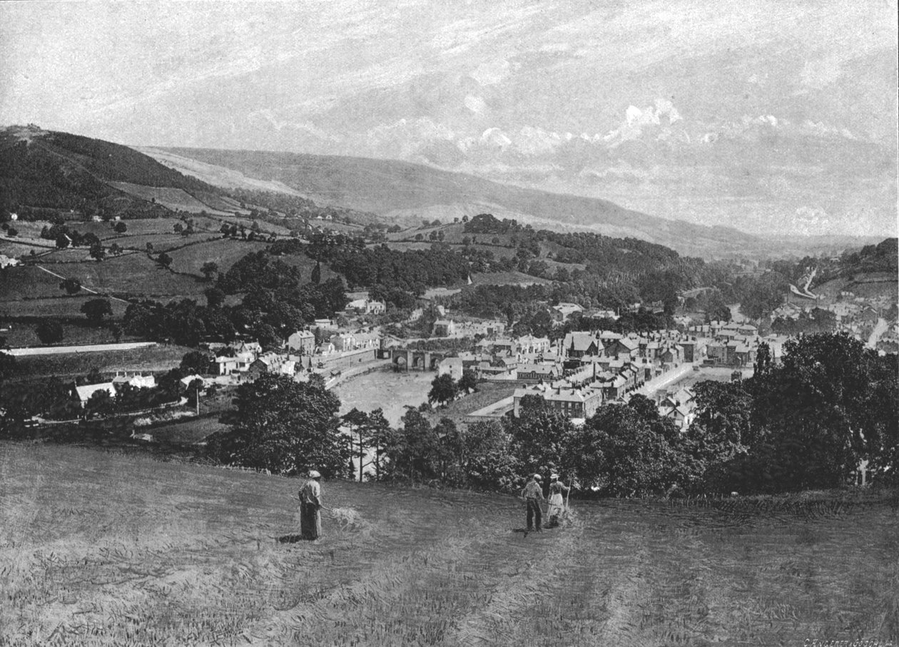 Hrad Llangollen a Crow, c1900 od Lettsome and Sons