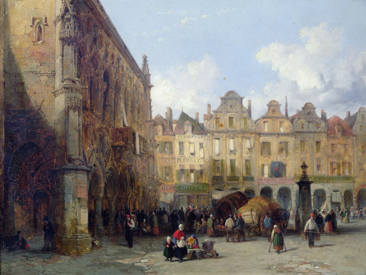 Hotel de Ville, Arras, 1856 (olej na kartě) od Lewis John Wood