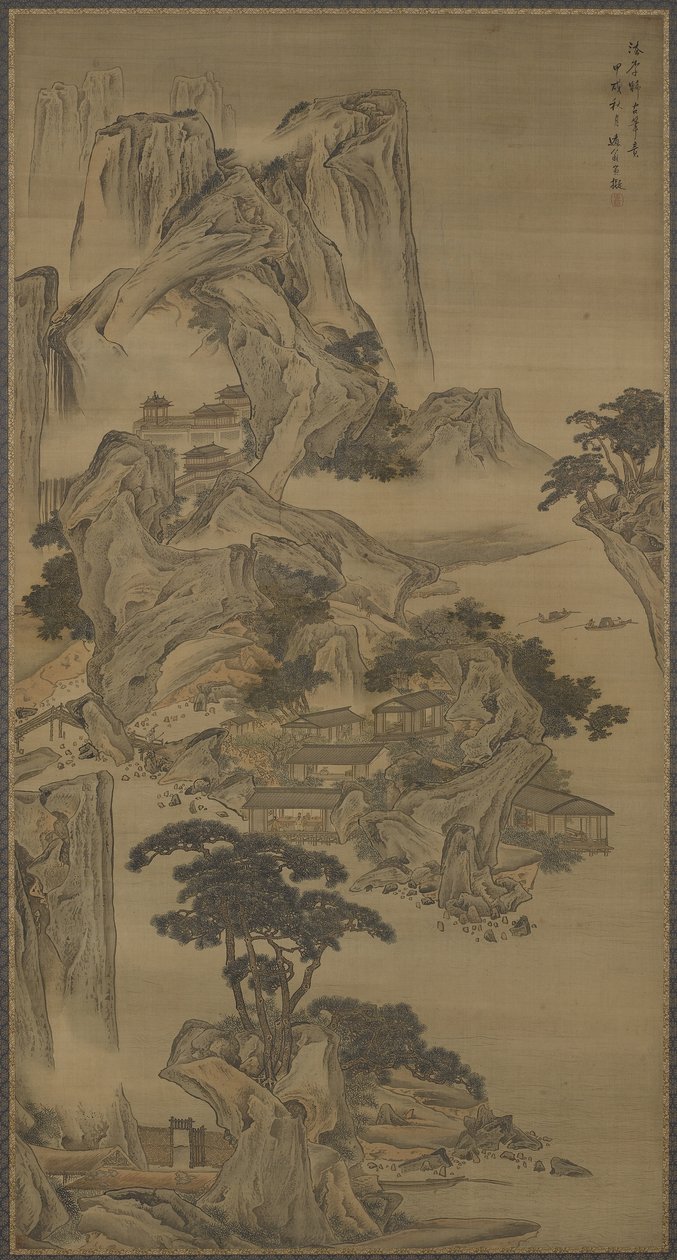 Důchodce na řece ve stylu Li Tanga, dynastie Čching, 1694 (tuš a barva na hedvábí) od Li Yin