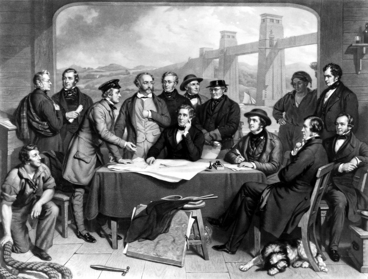 Konference inženýrů na Britannia Bridge od Unbekannt Unbekannt