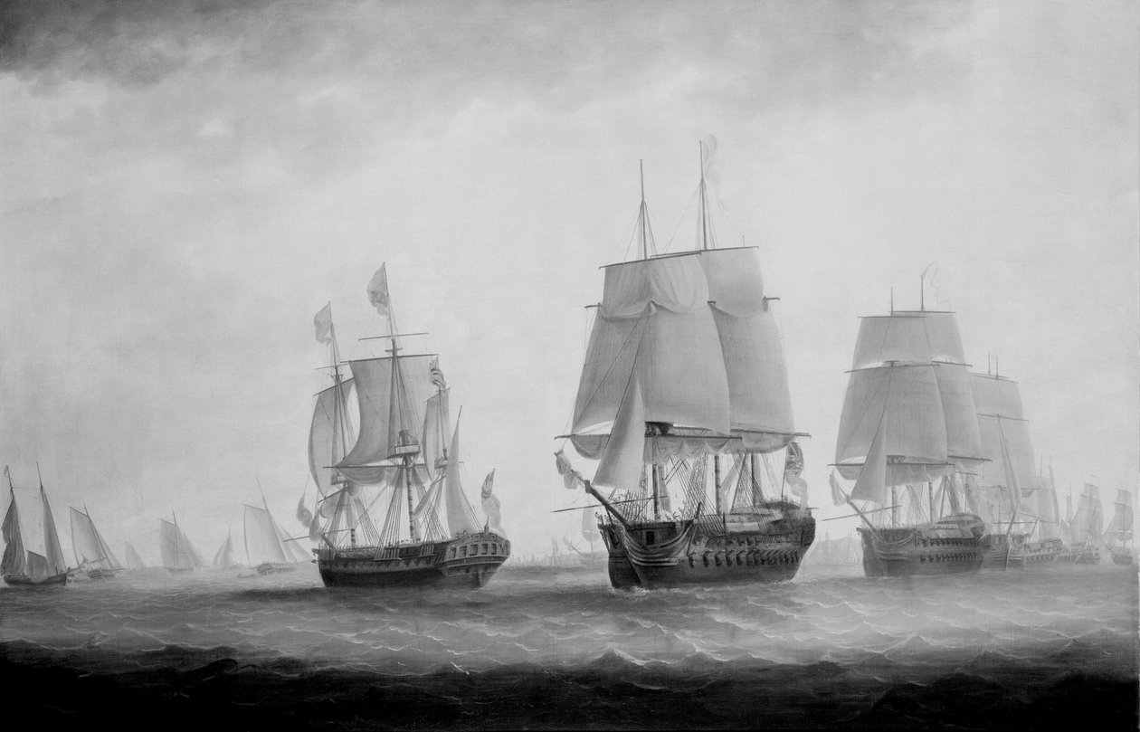 Jiří III. na lodi HMS Southampton při prohlídce flotily u Plymouthu, 18. srpna 1789 od Lieutenant William Elliott