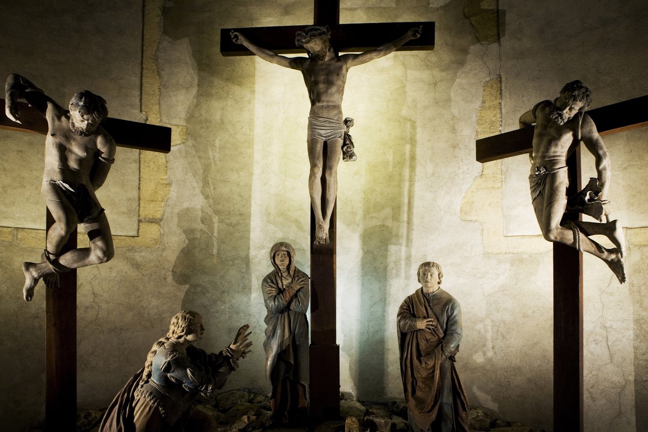 Kalvárie, asi 1530 (malované dřevo) od Ligier Richier