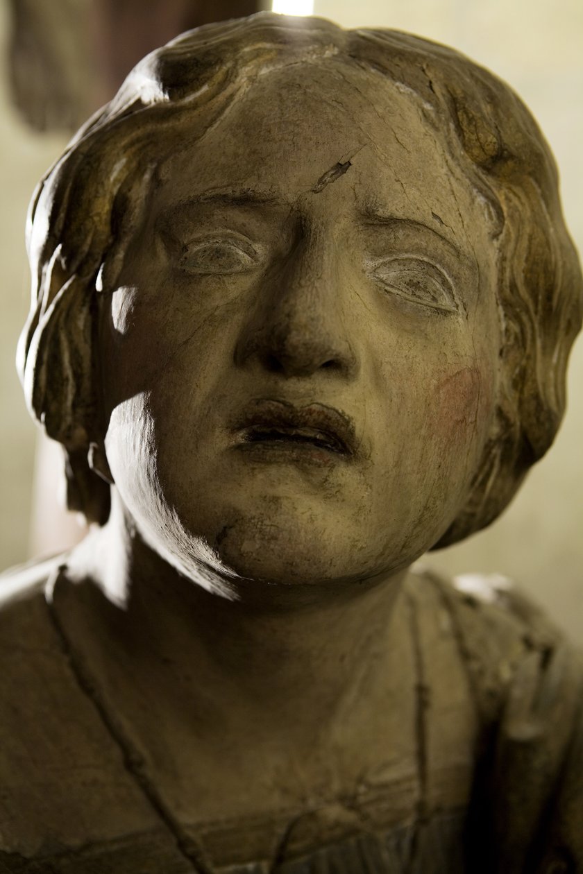 Kalvárie, detail Máří Magdalény, asi 1530, malované dřevo od Ligier Richier