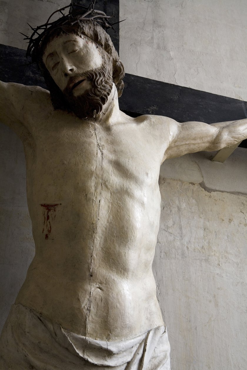 Kristus na kříži, detail (lakované dřevo) od Ligier Richier