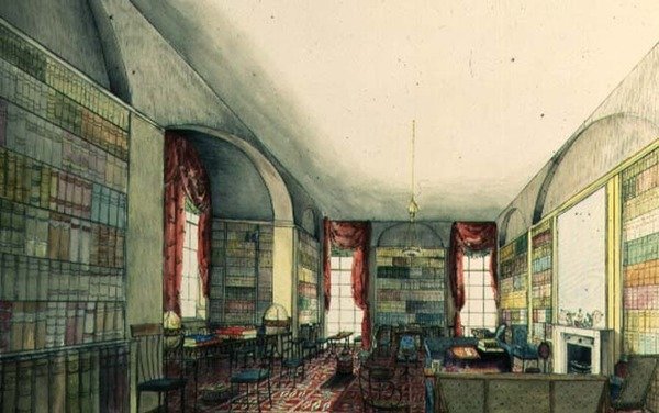 Knihovna v Aynhoe od Lili Cartwright