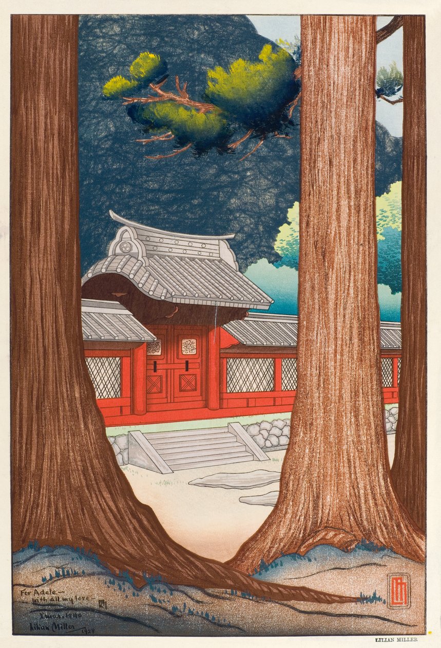 Nikko Gateway, 1928 (dřevěný blok) od Lilian May Miller